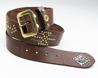 Handmade Studded and Stitched Belt Western Type Size Order