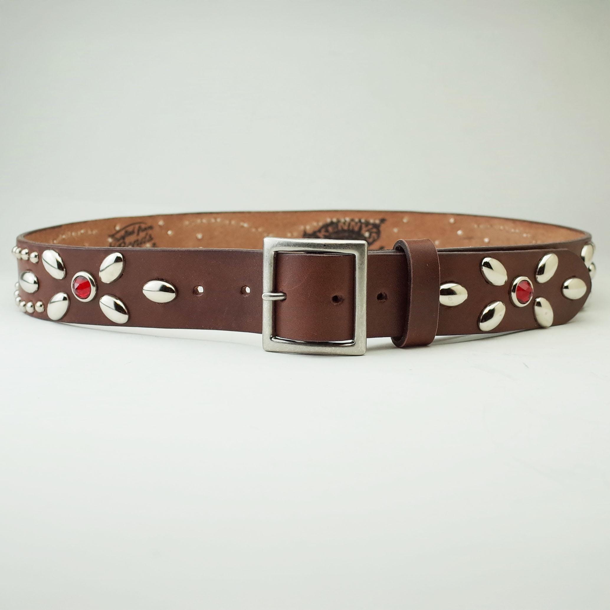 Handmade Studded Belt Size Order Mens Western Belt No8 Brown