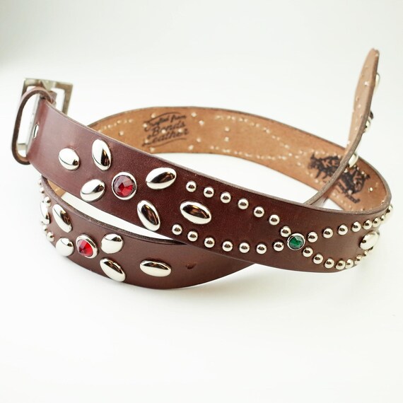 Handmade Studded Belt Size Order Mens Western Belt No8 Brown