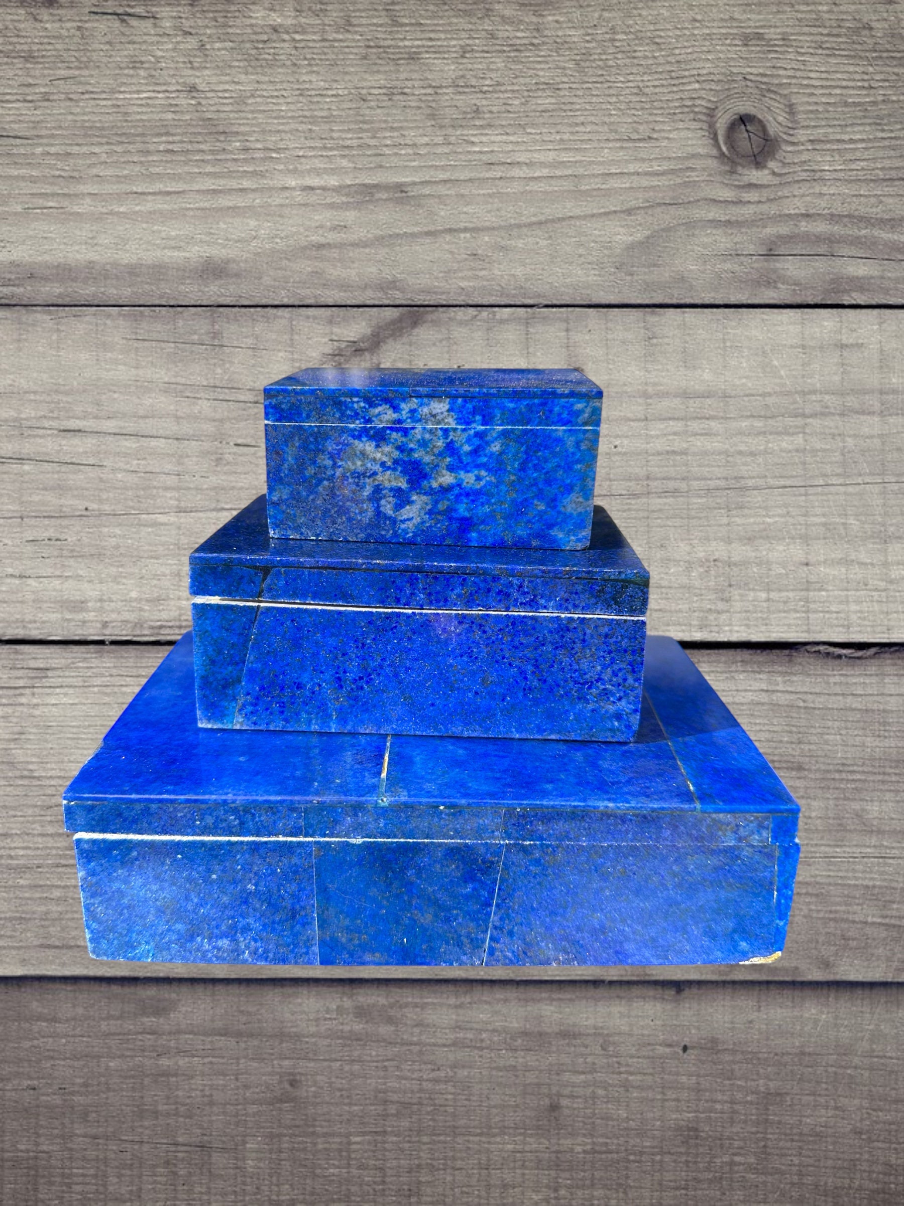 Set of Three Lapis Lazuli Jewelry Boxes Etsy