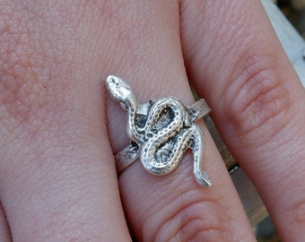 Minimalist Sterling Silver Plated Snake Ring: Adjustable Serpent Jewelry
