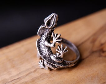 CHAMELEON RING - Reptile Ring • Unique • Statement Ring • Claw Ring • Rings For Man Woman • Minimalist • Nature • Carved • Adjustable • QD47