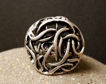 Handmade Sterling Silver Plated Ring: Adjustable Chunky Bohemian Jewelry