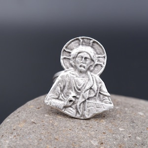 JESUS RING - Cross Ring • Crucifix Ring • Statement Ring • Christian Ring •  Mens Religious Ring • Christian Jewellery • Adjustable • QD242