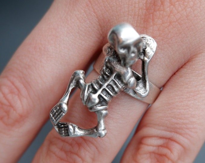 SKULL BODY RING - Gothic Rings For Men • Skeleton Ring • Demon Punk Ring • Mens Ring • Men Jewelry • Handmade Skull Ring for Men • QD262