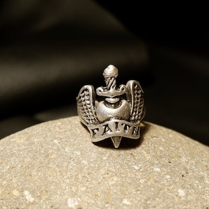 FAITH RING - Cross Ring • Unique Ring • Statement Ring • Chunky Ring • Engraved Ring • Minimalist • Unisex • Adjustable • QD191