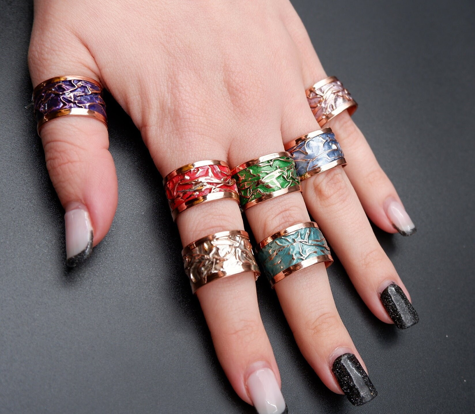 Bague Lourde En Cuivre Pur Fait Main Ethnique - Bague Ajustable 2 Mm épaisseur Inde