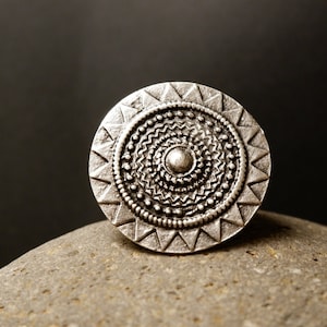 ARMOR BOHO RING - Rings For Woman • Unique Silver • Boho Jewellery • Chunky Ring • Bohemian Ring • Flower Ring • Silver • Adjustable • QD52