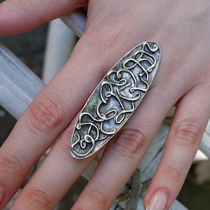 Gegraveerde boho-ring: verstelbare sterlingverzilverde statementring