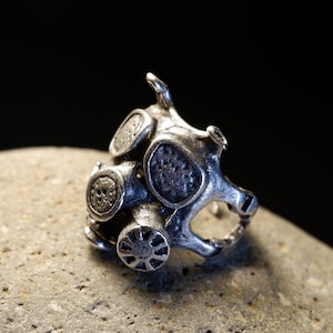 GAS MASK RING - Rings For Men • Mask Ring • Silver Handmade • Stalker Mask Ring • Biohazard Mask Ring • Unique Men&#39;s Ring • Men&#39;s Ring • QD2