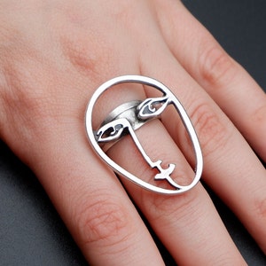 FACE RING - Chunky Ring • Statement Ring • Stapelbarer Ring • Minimalistischer Silhouette Ring • Gesichtsring für Frauen • handgefertigt • verstellbar • QD300