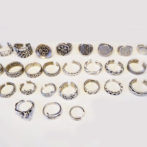 BAND RING COLLECTION • Signet Rings • Minimalist • Curved • Carved•Engraved ring•Handmade Sterling Silver Ring•Adjustable • QDS10