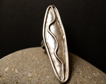 Full Finger Boho Ring: Adjustable Silver Plated Brass