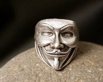 V pour Vendetta Anonyme Guy Fawkes Punk Rétro Bande En Acier Inoxydable Ring SZ 8-11 V pour Vendetta Anonyme Guy Fawkes Punk Rétro Bande En Acier Inoxydable Ring SZ 8-11