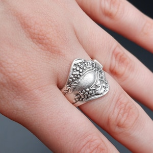 HANDMADE SPOON RING - Floral Ring - Boho Design Spoon Ring - Statement Ring - Chunky Ring - Minimalist Adjustable Ring - Vintage Ring -QD241