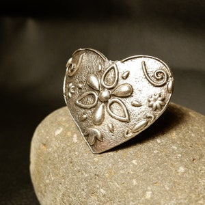 BOHO HEART RING - Simple Ring • Unique • Statement Ring • Love Ring • Rings For Women • Minimalist • Dome • Engraved • Adjustable • QD129