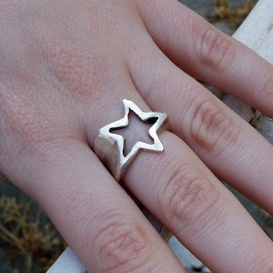 STAR RING - Rings For Woman • Handmade • Comet Ring • Chunky Ring • Star Ring •  Engraved Ring • Fashion Ring • Adjustable • QD117