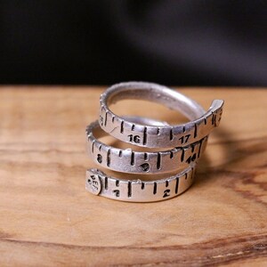 RULER RING Math Ring Mathematics Statement Ring Chunky Ring Open Ring Measuring Tape Ring Number Ring Adjustable QD80 image 6