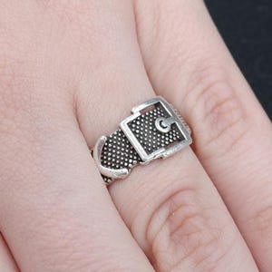 BELT RING -  Buckle Ring • Unique • Simple Ring • Fashion Ring • Rings For Women • Minimalist • Dome • Engraved • Adjustable • QD128
