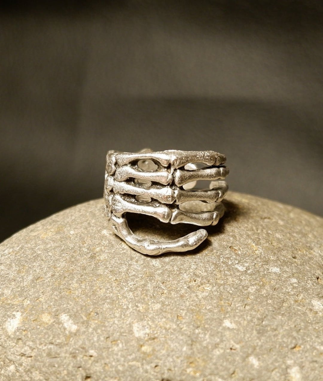 Skeleton Hand Ring: Unisex Gothic Silver Plated Adjustable Ring - Etsy