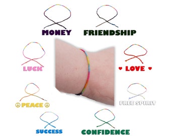 Handmade Lucky Bracelets ,  Love Money Luck Friendship Peace Success Confidence Free Spirit ,  Rainbow Bracelets , Positive Vibes Bracelets