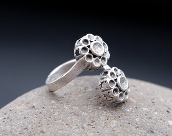 Boho Blommig Ring: Sterling Silverpläterad Justerbar Statement-ring