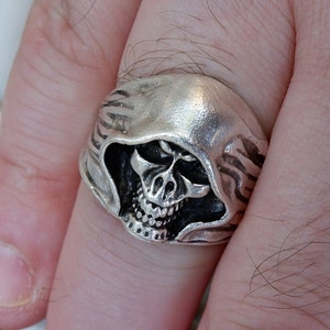 HOODIE SKULL RING - Rings For Men • Skull Head Ring • Punk Ring • Biker Ring • Devil Ring • Gothic Ring • Boxer Skull Ring • QD139