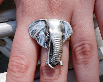 ELEPHANT RING - Big Ring • Chunky Ring • Statement Ring • Rings for Unisex • Minimalist Ring • Silver • Ring Animal Ring • QD150