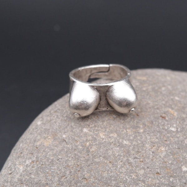 TOUR DE SEIN - Bague amusante • Bague unique en son genre • Bague tendance • Cadeau amusant • Bagues pour unisexe • Grosse bague minimaliste réglable • QD413