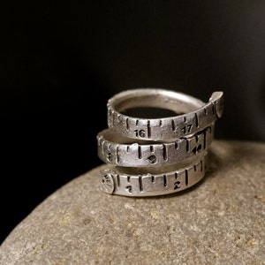 RULER RING - Math Ring • Mathematics • Statement Ring • Chunky Ring • Open Ring • Measuring Tape Ring • Number Ring • Adjustable • QD80