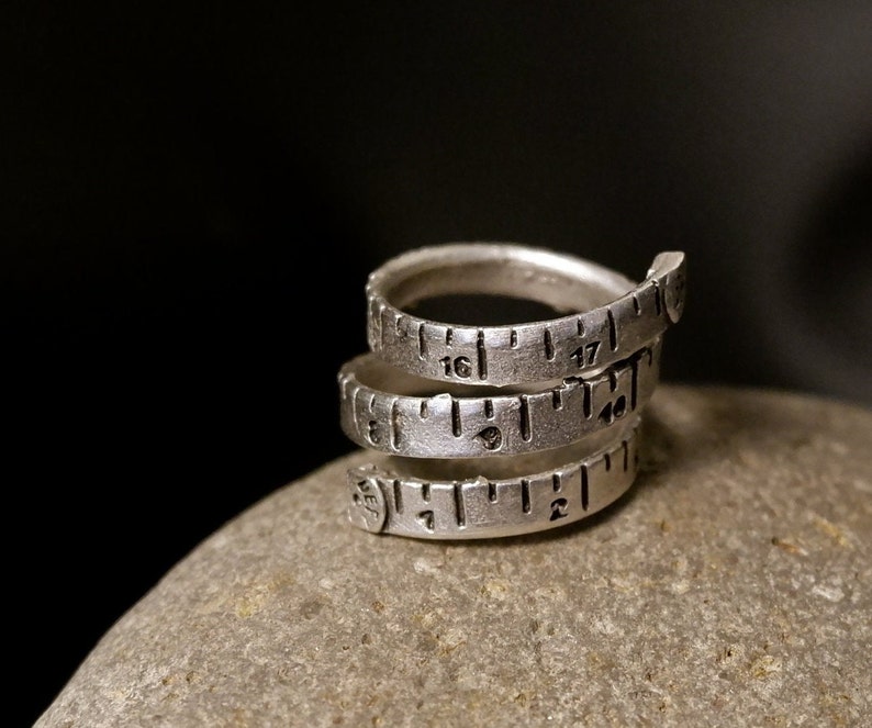 RULER RING Math Ring Mathematics Statement Ring Chunky Ring Open Ring Measuring Tape Ring Number Ring Adjustable QD80 image 1