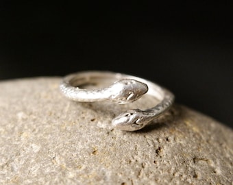 Sterling Silver Plated Snake Ring: Adjustable Serpent Jewelry