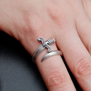 Silver Dagger Knife Ring , Hand Made Solid Silver 