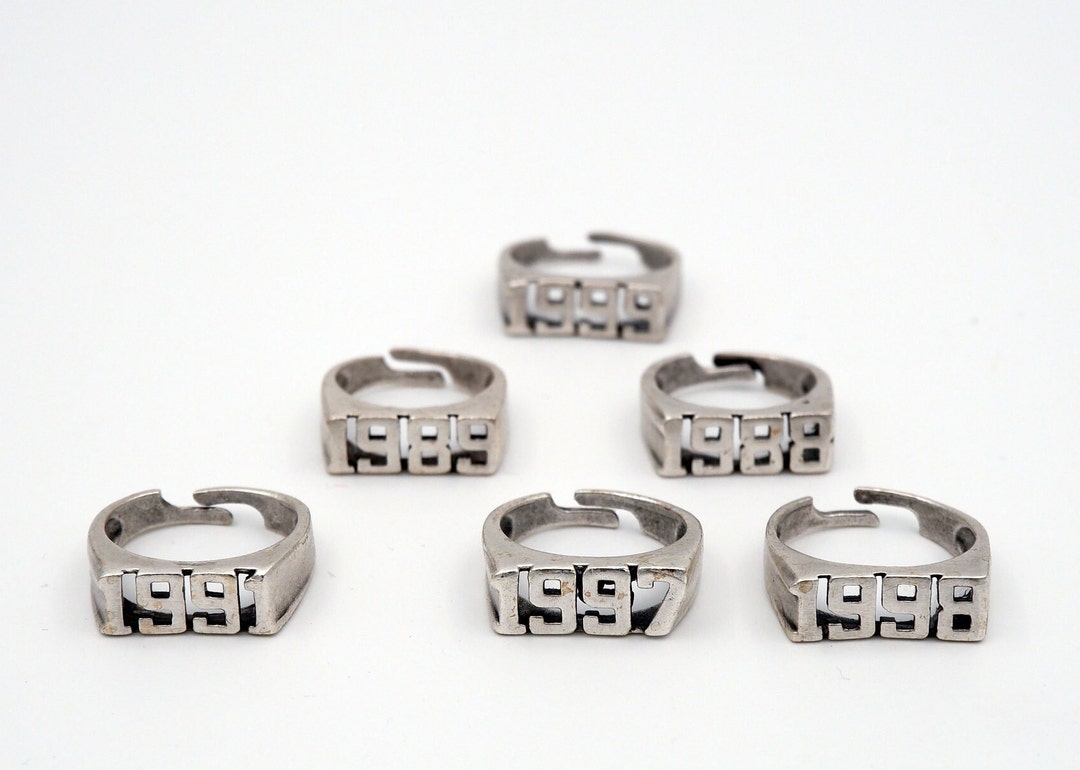 Silver Plated Year Ring: Custom Date, Adjustable Statement Ring - Etsy UK
