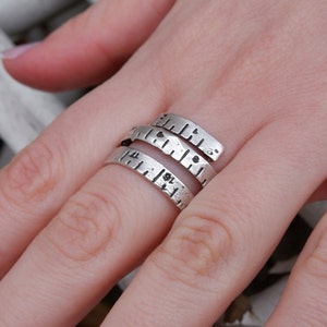 RULER RING Math Ring Mathematics Statement Ring Chunky Ring Open Ring Measuring Tape Ring Number Ring Adjustable QD80 image 2