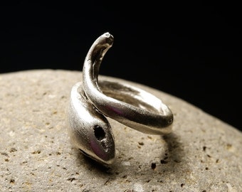 Adjustable Sterling Silver Plated Snake Ring: Unisex Serpent Jewelry