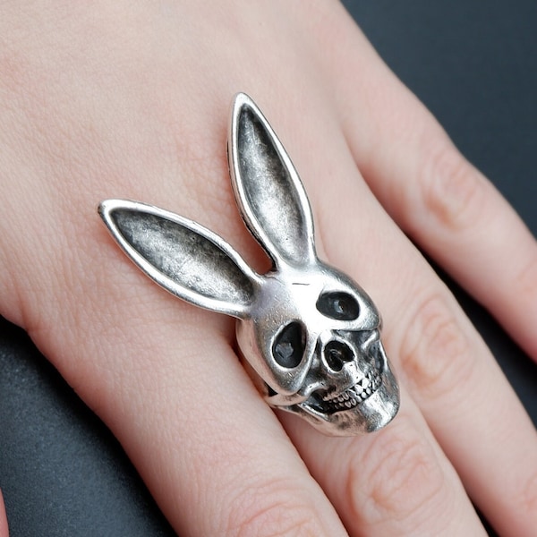 PLAYBOY SKULL Ring - Gothic Rings For Men • Gothic Skull Head • Rabbit Ring •  Gothic Ring for Men • Charm Ring • Skull Ring for Men • QD363