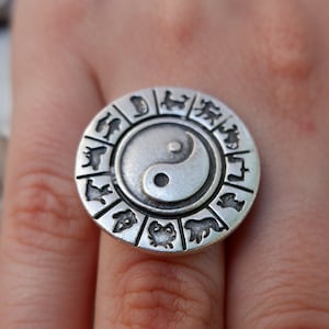 Yin Yang Ring: Handmade Sterling Silver Plated Zodiac Ring
