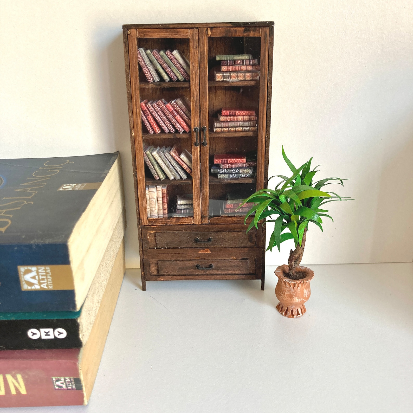 Miniature Bookshelf Dollhouse Miniature Bookcase Etsy