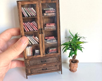 Miniature Bookshelf, Dollhouse Miniature Bookcase