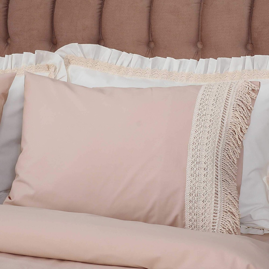 2pack Trimmed Pillowcases With Lace and Tassels 50 X 70 Cm Etsy