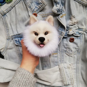 SAMOYED DOG Sculpture,Custom Felted Gift,White Dog, Made To Order, Personalised Present, Pet Portrait, Handmade, Replica