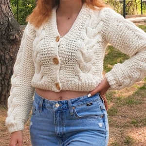 Bulky Rope Cable Knit Cardigan | Handknitted Chunky Cardigan