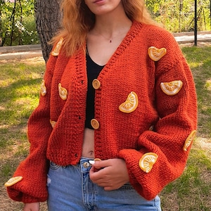 Cardigan for Women,mix Fruity Pattern,chunky Crochet Fruit