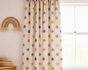 Neutrale Kinderzimmer Vorhänge, Sterne Muster Fenster Vorhänge, Babyzimmer Dekor