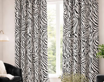 Zebra Print Vorhänge, moderne schicke Vorhänge, schwarz und weiß drapiert