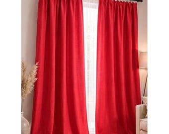 Roter türkischer Vorhang, elegante Drapierung, Luxusvorhänge, moderne Wohnzimmerfensterpaneele