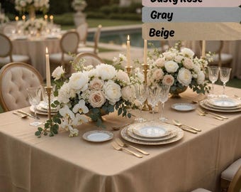 Linnen tafelkleed, bruiloftbanketdecor, natuurlijk feestdiner, tafelkleed bruiloft