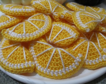 Gehäkelte Zitronenscheibe Applikation Set Citrus Motiv Verschönerung Schlüsselbund Charme DIY Handwerk Dekor