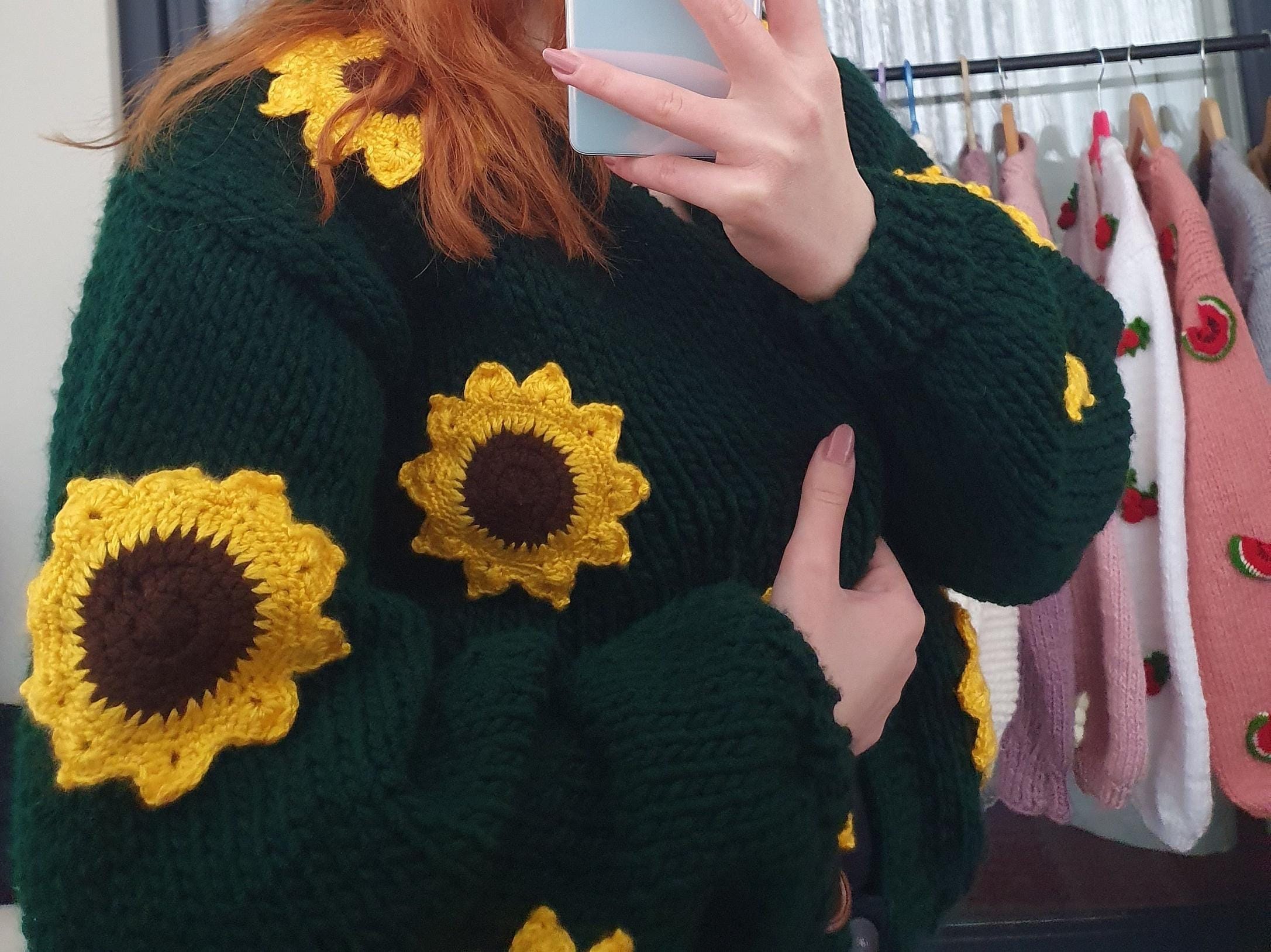 Hand Knit Sunflower Cardigan: Chunky Oversized Knit Sweater - Etsy